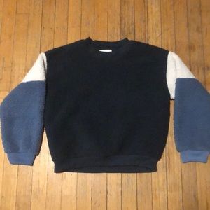 Fuzzy sherpa crewneck sweater
